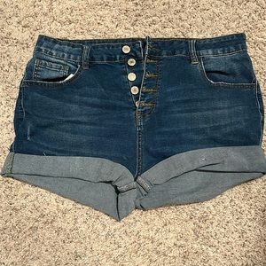 Stretchy Five Button Jean Shorts